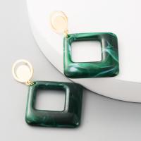 Stainless Steel Drop Earring, with Acetate, Square, plated & for woman & hollow 60*42mm 