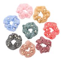 Hair Scrunchies, Cloth, with Plastic Pearl, fashion jewelry & for woman 