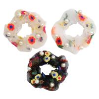 Hair Scrunchies, Chiffon, with Plastic Pearl, fashion jewelry & for woman 