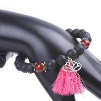 Lava Bead Bracelet, with Cotton Thread, plated, fashion jewelry & Unisex 8mm 