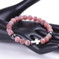 Agate Bracelets, Effloresce Agate, with Elastic Thread, plated, fashion jewelry & Unisex 8mm 