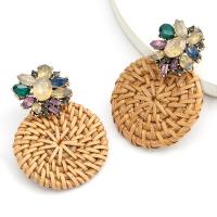 Rattan Earring, Zinc Alloy, with Rattan, plated, fashion jewelry & for woman, nickel, lead & cadmium free 