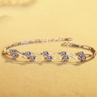 Sterling Silver Bracelets, 925 Sterling Silver, platinum plated, for woman & with rhinestone 