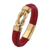 PU Schnur Armbänder, Mikrofaser PU, mit Edelstahl, goldfarben plattiert, unterschiedliche Länge der Wahl & unisex, rot, 12x6mm, verkauft von Strang