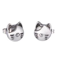 Stainless Steel Stud Earring, 316L Stainless Steel, Cat, fashion jewelry & for woman, original color 