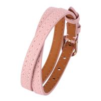 искусственный браслет кожзам, нержавеющая сталь, с Кожа, Двойной слой & ювелирные изделия моды, розовый, продается PC