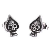 Stainless Steel Stud Earring, Skull, fashion jewelry, silver color 