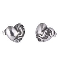 Stainless Steel Stud Earring, Heart, fashion jewelry, silver color 