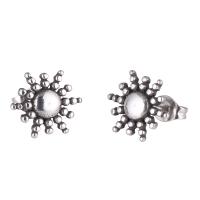 Stainless Steel Stud Earring, Sun, fashion jewelry, silver color 