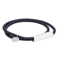 PU Leather Cord Bracelets, Stainless Steel, with Microfiber PU, fashion jewelry, blue 