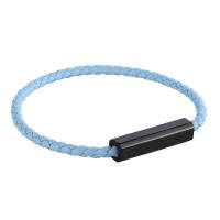 PU Leather Cord Bracelets, Stainless Steel, with Microfiber PU, fashion jewelry, light blue 