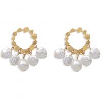 Zinc Alloy Drop Earring, with Plastic Pearl, plated, fashion jewelry & for woman, nickel, lead & cadmium free 