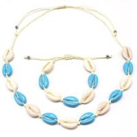 Shell Jewelry Sets, bracelet & necklace, with Zinc Alloy, fashion jewelry & Unisex 16-28CMuff0c28-68CM 