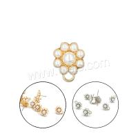 Zinc Alloy Earring Drop Component, with Plastic Pearl, Flower, fashion jewelry & for woman 