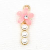 Zinklegierung Blume Anhänger, mit Kunststoff Perlen, Modeschmuck & für Frau, keine, 22x9mm, 10PCs/Tasche, verkauft von Tasche