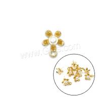 Zinc Alloy Earring Drop Component, with Plastic Pearl, Flower, fashion jewelry & for woman, gold 