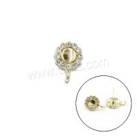 Zinc Alloy Earring Drop Component, Flower, fashion jewelry & for woman & with rhinestone, gold 