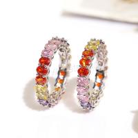 Cubic Zirconia Micro Pave Brass Finger Ring, Donut, plated & micro pave cubic zirconia & for woman, multi-colored 