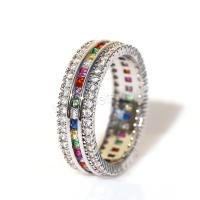 Cubic Zirconia Micro Pave Brass Finger Ring, Donut, plated & micro pave cubic zirconia & for woman, multi-colored 