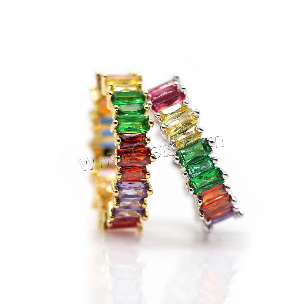 Цирконий Micro Pave Латунь палец кольцо, Кольцевая форма, Другое покрытие, разный размер для выбора & инкрустированное микро кубического циркония & Женский, Много цветов для выбора, продается PC