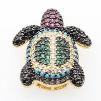Brass Slide Charm, Turtle, plated, DIY & micro pave cubic zirconia, golden, 23.5*20.7*6.6mm Approx 13mm 
