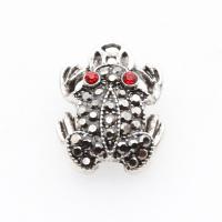 Bijoux pendentifs en Zinc alliage , Alliage de cuivre, grenouille, Placage, DIY & avec strass, argent, 19*14*7mm Environ 2mm Vendu par sac