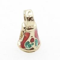 Brass Jewelry Pendants, Copper Alloy, Christmas Bell, plated, DIY, golden, 14*7*7mm Approx 1mm 