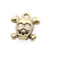 Zinc Alloy Skull Pendants, with Zinc Alloy, antique gold color plated, DIY & hollow, golden, 14*13*4mm Approx 1mm  