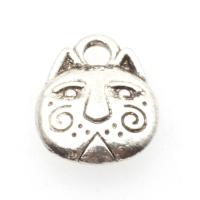 Zinc Alloy Jewelry Pendants, with Zinc Alloy, Cat, antique silver color plated, DIY & laser pattern, silver color, 12*10*3.5mm Approx 1mm 