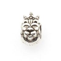 Zinc Alloy Jewelry Beads, with Zinc Alloy, Face, antique silver color plated, DIY & laser pattern, silver color, 12*7*8mm Approx 4mm  