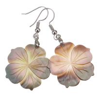 Brass Drop Earring, with Shell, plated, fashion jewelry & for woman, nickel, lead & cadmium free, 52mm 