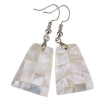 Brass Drop Earring, with Shell, plated, fashion jewelry & for woman, nickel, lead & cadmium free, 47mm 