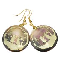 Brass Drop Earring, with Shell, plated, fashion jewelry & for woman, nickel, lead & cadmium free, 54mm,30mm 