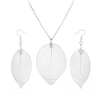 Fashion Zinc Alloy Jewelry Sets, earring & necklace, with 5cm extender chain, Leaf, plated & for woman .49 Inch 