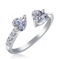 aleación de zinc Anillo de dedo Cuff, Corazón, Estilo coreano & para mujer & con diamantes de imitación, más colores para la opción, 5x6mm, Vendido por UD