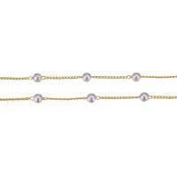 Cadena Bola de Metal, con Perlas plásticas, chapado en color dorado, Bricolaje, chapado en color metálico, 4mm,1mm, Vendido por m
