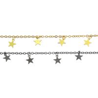 Cadena Decorativa de Metal, Estrella, chapado, Bricolaje, más colores para la opción, 7x8x0.1mm,1.5mm, Vendido por Sarta