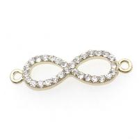 Rhinestone Zinc Alloy Connector, with Zinc Alloy, Number 8, plated, DIY & with rhinestone, golden, 35*10*4mm Approx 1mm 