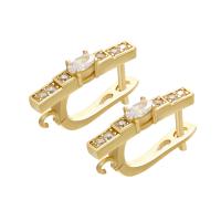 Brass Lever Back Earring Component, plated, micro pave cubic zirconia 20*13*3*1.5mm 