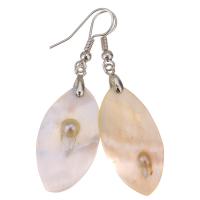 Brass Drop Earring, with Shell, plated, fashion jewelry & for woman, nickel, lead & cadmium free, 51mm 