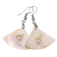 Brass Drop Earring, with Shell, plated, fashion jewelry & for woman, nickel, lead & cadmium free, 46mm 