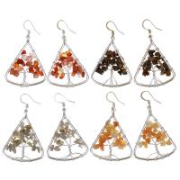 Brass Drop Earring, with Gemstone, plated, fashion jewelry & for woman nickel, lead & cadmium free, 54mm 