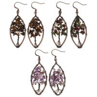 Brass Drop Earring, with Gemstone, plated, fashion jewelry & for woman nickel, lead & cadmium free, 61mm 