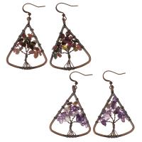 Brass Drop Earring, with Gemstone, plated, fashion jewelry & for woman nickel, lead & cadmium free, 54mm 