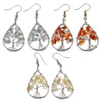 Brass Drop Earring, with Gemstone, plated, fashion jewelry & for woman nickel, lead & cadmium free, 55mm 
