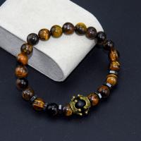Tiger Eye Stone Bracelets, with Elastic Thread, plated, fashion jewelry & Unisex 