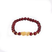 Lampwork Bracelets, with Zinc Alloy, gold color plated, for woman, red, 6mm 