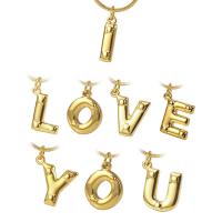Stainless Steel Jewelry Necklace, with 1.96 inch extender chain, Alphabet Letter, gold color plated, Unisex metallic color plated Approx 19.68 Inch 