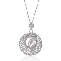 Cubic Zirconia Micro Pave Sterling Silver Pendant, 925 Sterling Silver, plated, micro pave cubic zirconia & hollow 1mm,2mm,3mm 