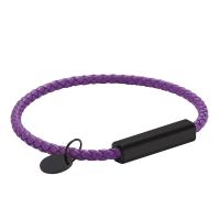 PU Leather Cord Bracelets, Stainless Steel, with Microfiber PU, fashion jewelry, purple 